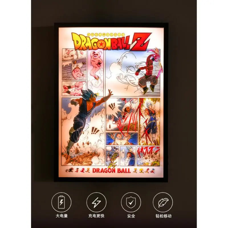Tableau 3D Led DBZ avec figurine Vegetto vs Super Buu Décoration Dragon Ball Z