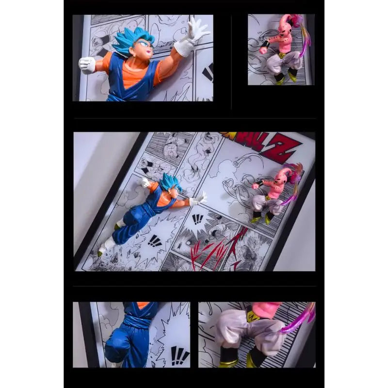 Tableau 3D Led DBZ avec figurine Vegetto vs Super Buu Décoration Dragon Ball Z