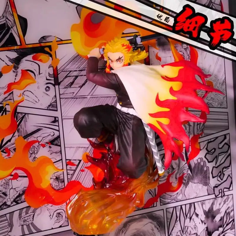 Tableau 3D Led Demon Slayer avec Figurine Rengoku Kyôjuro Décoration Demon Slayer