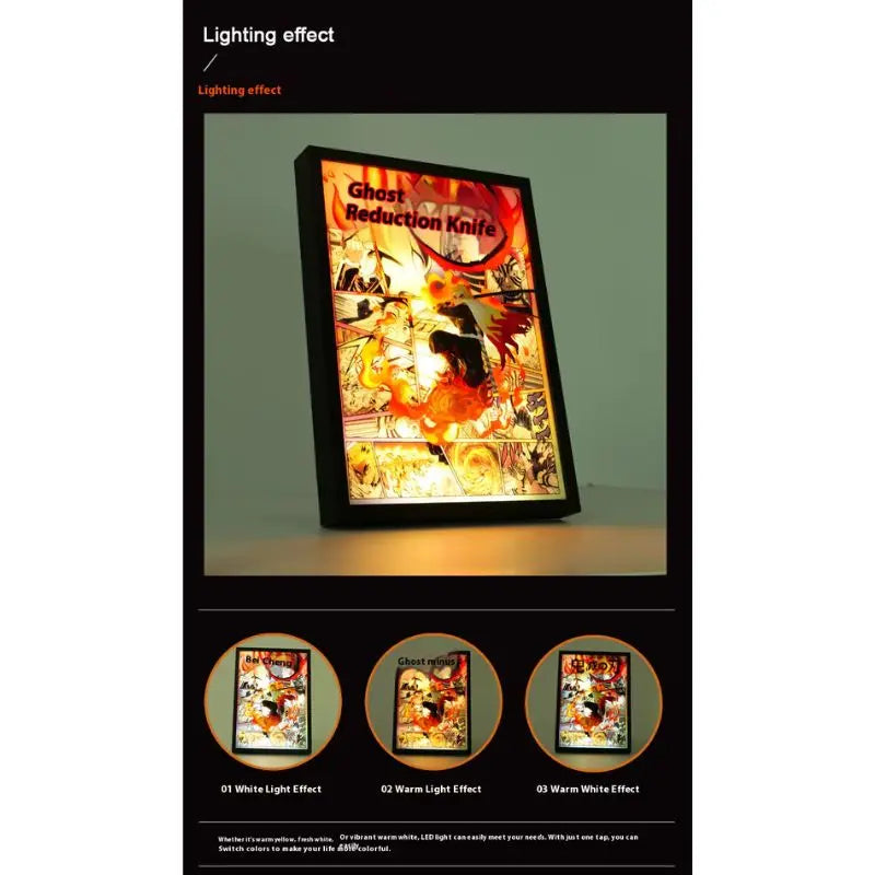 Tableau 3D Led Demon Slayer avec Figurine Rengoku Kyôjuro Décoration Demon Slayer