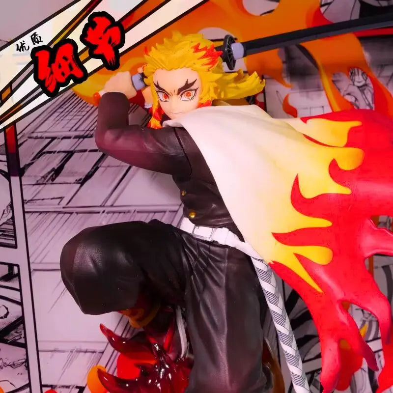 Tableau 3D Led Demon Slayer avec Figurine Rengoku Kyôjuro Décoration Demon Slayer