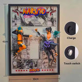 Tableau 3D Led Naruto Shippuden avec figurine Naruto vs Sasuke Vallée de la fin Décoration Naruto