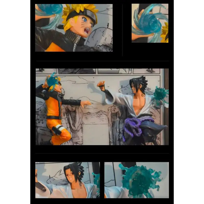 Tableau 3D Led Naruto Shippuden avec figurine Naruto vs Sasuke Vallée de la fin Décoration Naruto