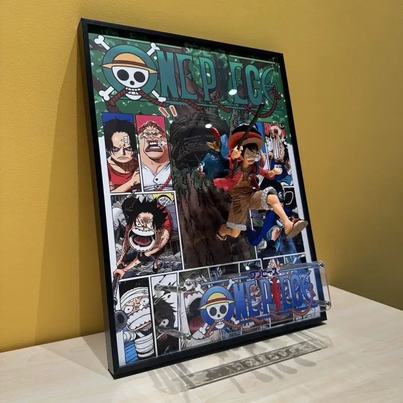 Tableau 3D Led One Piece avec Figurine Luffy, Ace & Sabo Décoration One Piece