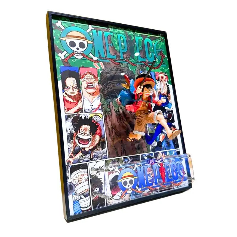 Tableau 3D Led One Piece avec Figurine Luffy, Ace & Sabo Décoration One Piece