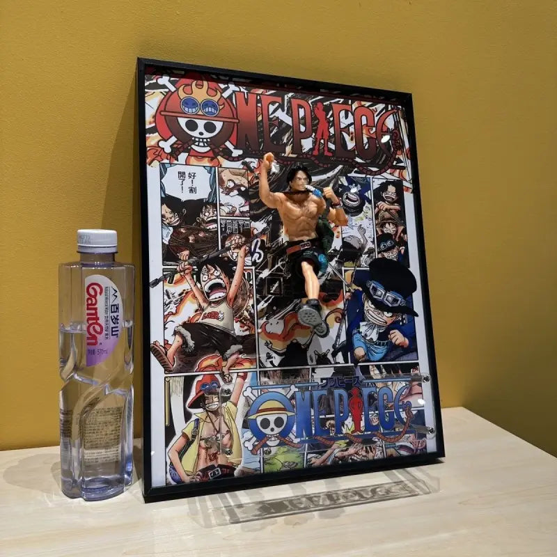 Tableau 3D Led One Piece avec Figurine Luffy, Ace & Sabo Décoration One Piece