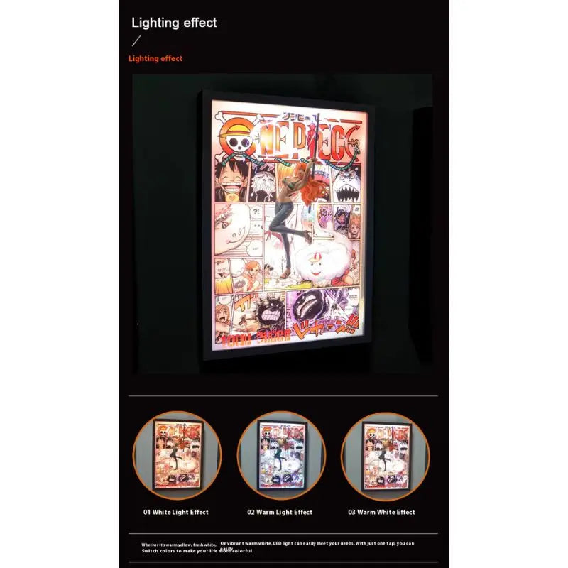 Tableau 3D Led One Piece avec Figurine Nami Zeus Décoration One Piece