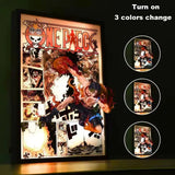 Tableau 3D Led One Piece avec Figurine Portgas D. Ace Décoration One Piece