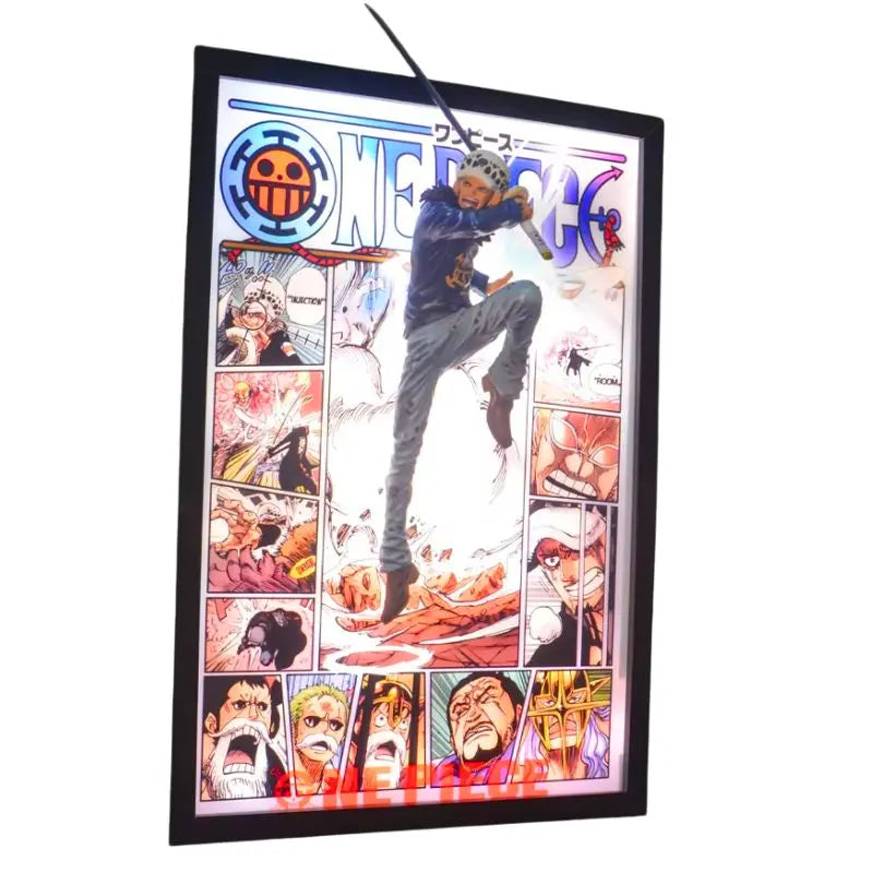 Tableau 3D Led One Piece avec Figurine Trafalgar Law Décoration One Piece