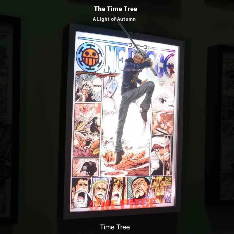 Tableau 3D Led One Piece avec Figurine Trafalgar Law Décoration One Piece
