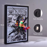 Tableau 3D One Piece avec Figurine Roronoa Zoro Décoration One Piece