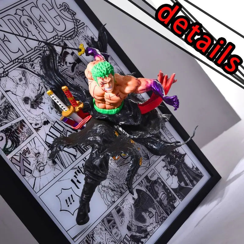 Tableau 3D One Piece avec Figurine Roronoa Zoro Décoration One Piece