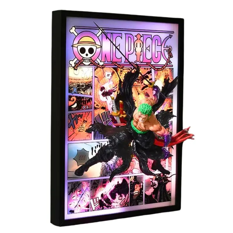Tableau 3D One Piece avec Figurine Roronoa Zoro Décoration One Piece