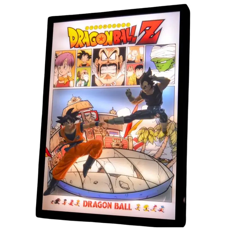 Tableau led 3D DBZ avec Figurine Goku vs Vegeta Décoration Dragon Ball Z