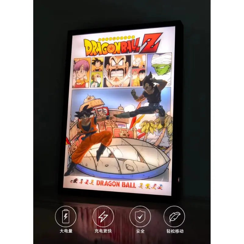 Tableau led 3D DBZ avec Figurine Goku vs Vegeta Décoration Dragon Ball Z