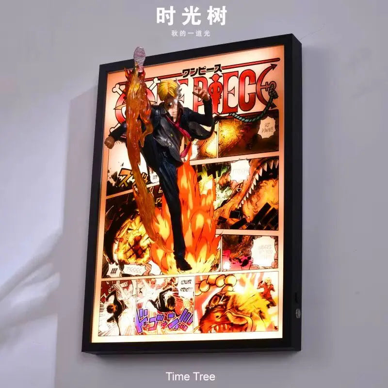 Tableau Led 3D One Piece avec Figurine Sanji Décoration One Piece