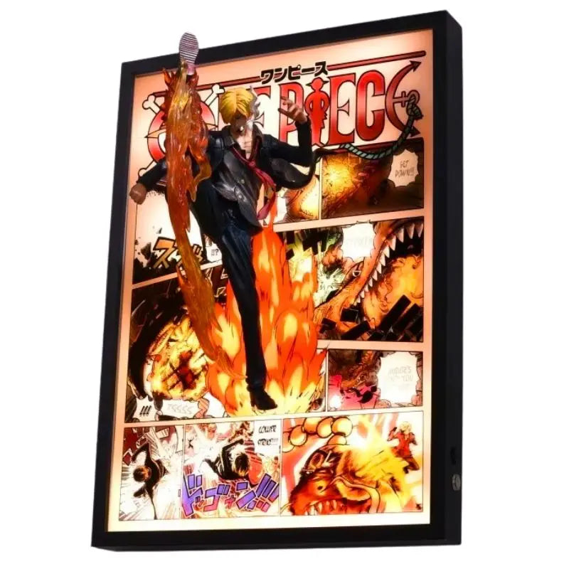 Tableau Led 3D One Piece avec Figurine Sanji Décoration One Piece