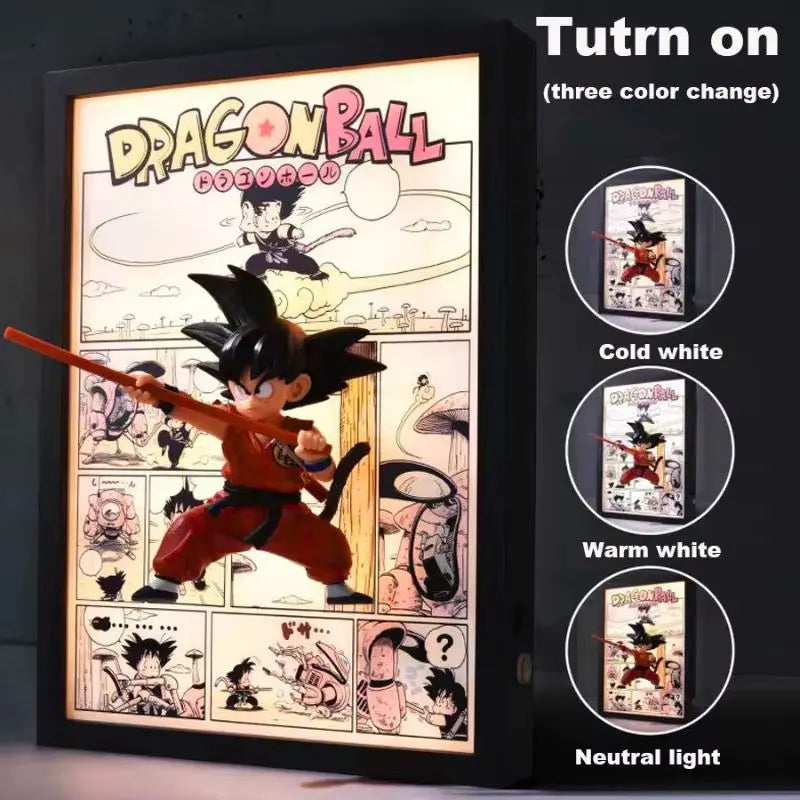 Tableau Led Dragon Ball avec figurine Goku enfant Décoration Canvas Dragon Ball