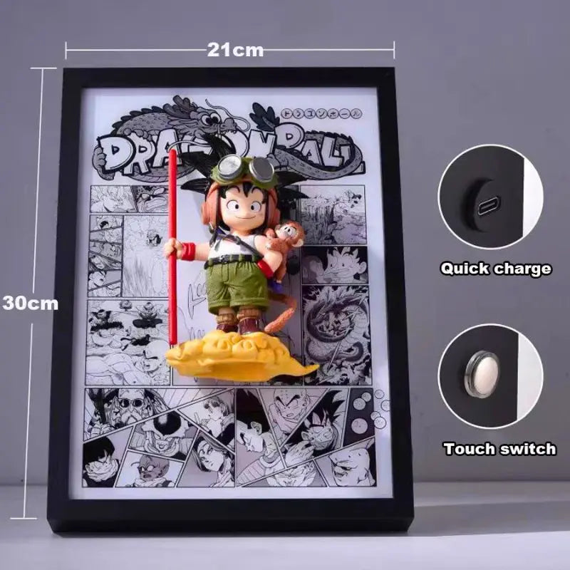Tableau Led Dragon Ball avec figurine Goku enfant Décoration Canvas Dragon Ball