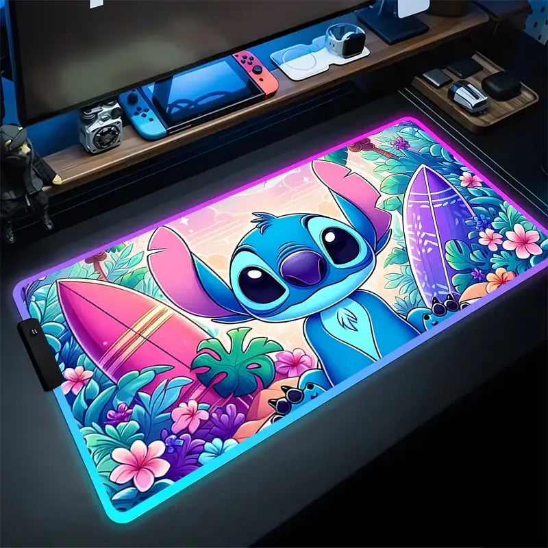 Tapis de souris LED RGB Stitch Floral