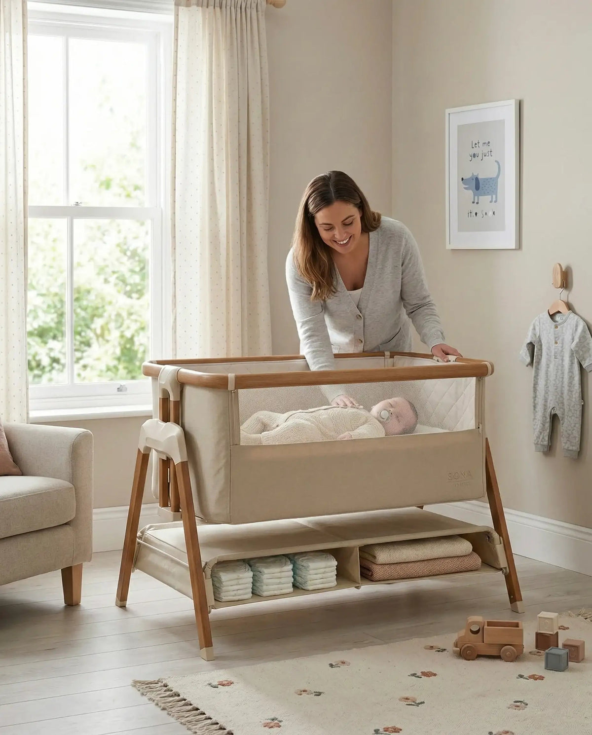 Lit bébé Sona Chevet - Beige
