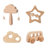 Hochet Nuage Montessori en Bois (Jouet de Préhension Sensoriel)