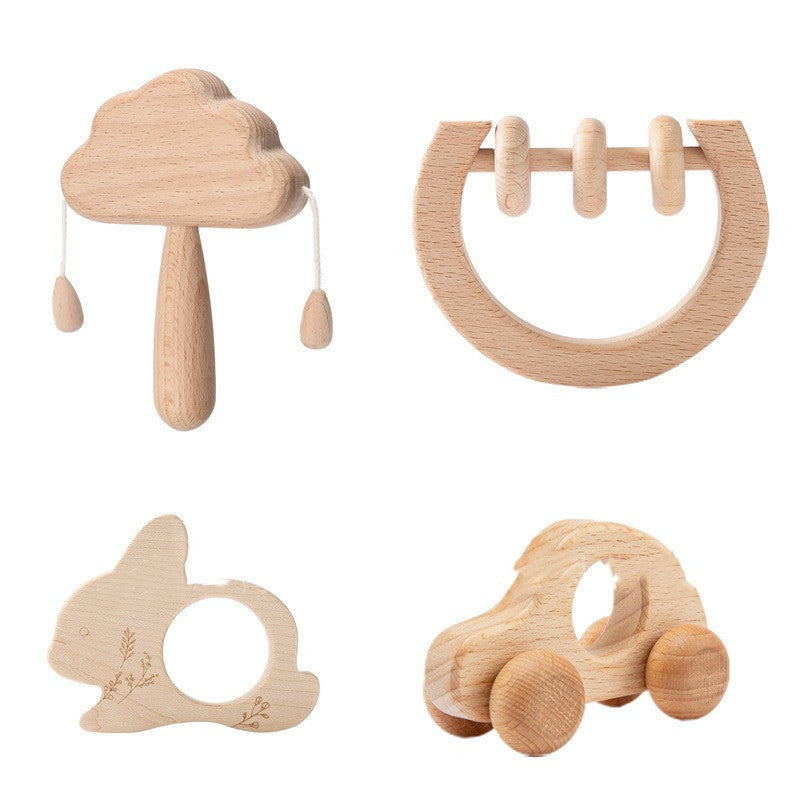 Hochet Nuage Montessori en Bois (Jouet de Préhension Sensoriel)