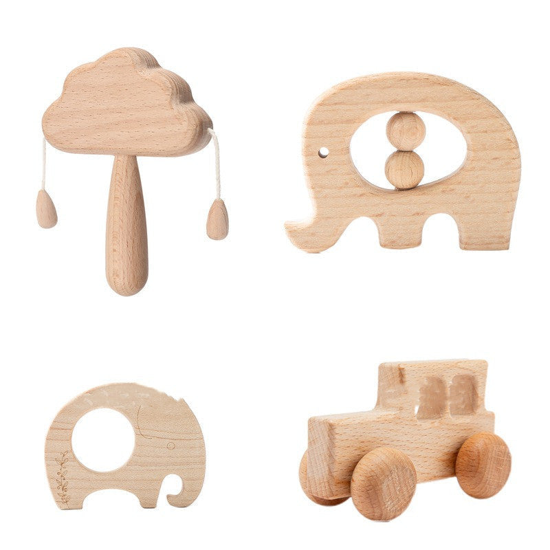 Hochet Nuage Montessori en Bois (Jouet de Préhension Sensoriel)