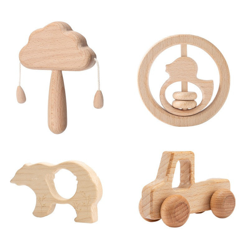 Hochet Nuage Montessori en Bois (Jouet de Préhension Sensoriel)